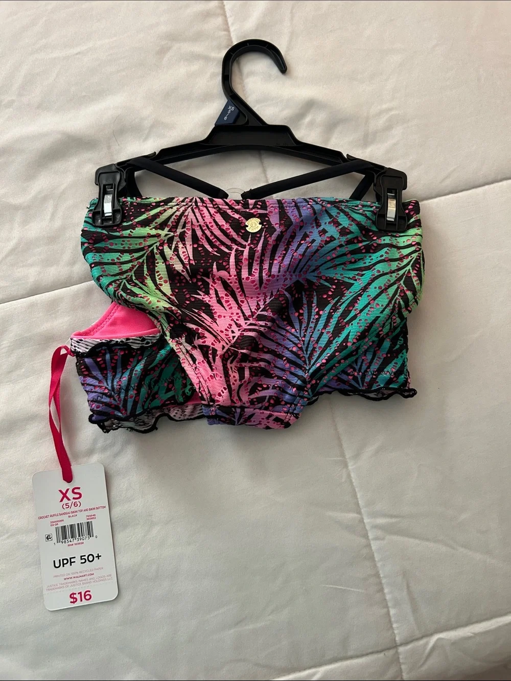 Justice Girls' Tropical Print Two-Piece Bikini — Pink, Green, Blue, Purple
